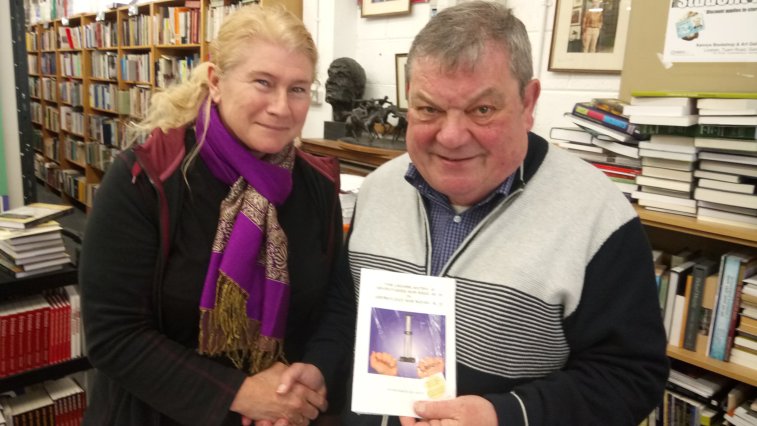 Anne-Marie with Des Kenny, owner of Kenny's Bookshop in Galway Ireland
